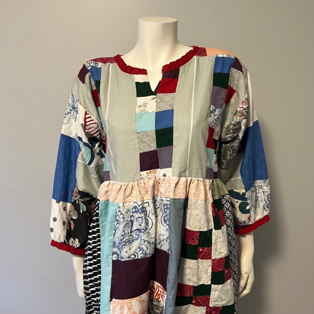 Hand Crafted Patchwork Dress - Multicolor - image 2